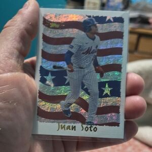 Topps Juan Soto Baseball Card with Black and White Text